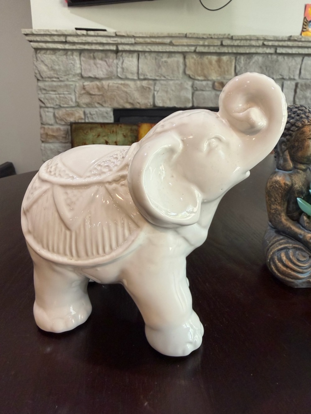 White Ceramic Elephant Figurine‎ Decorative Statue